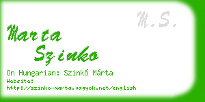 marta szinko business card